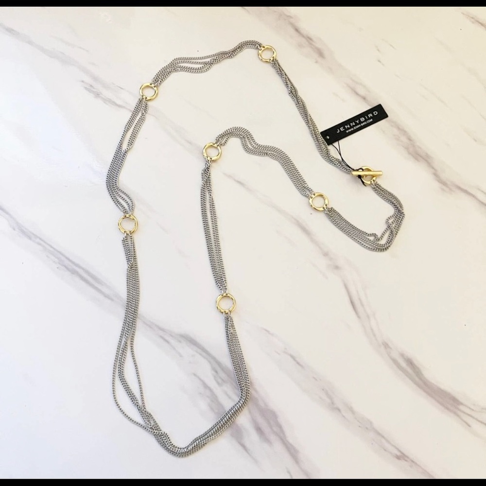 NWT Jenny Bird 14k gold & silver necklace.